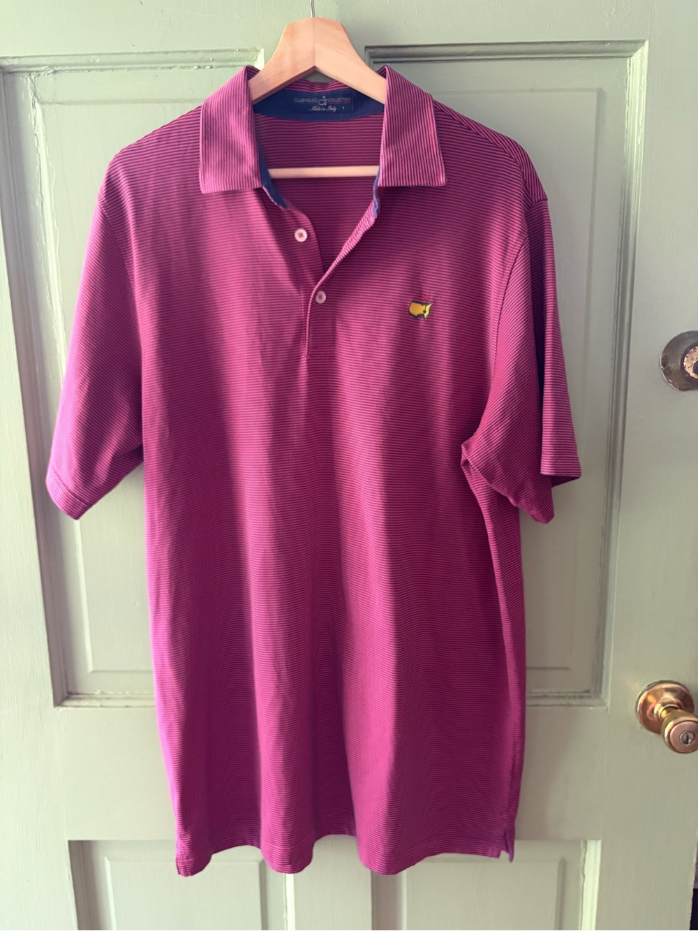 Clubhouse Collection Striped Masters Golf Polo l large Made in Italy
